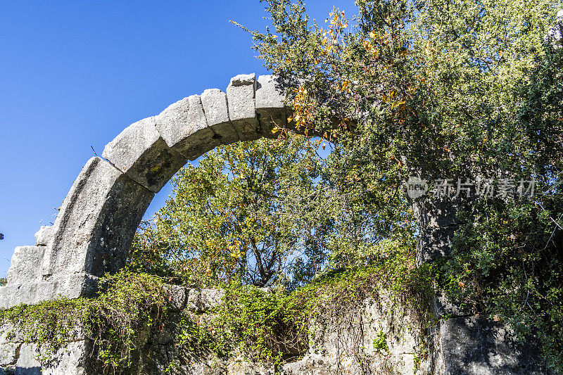 来自Dodurga村的Sidyma古城。Fethiye, Mugla，土耳其。